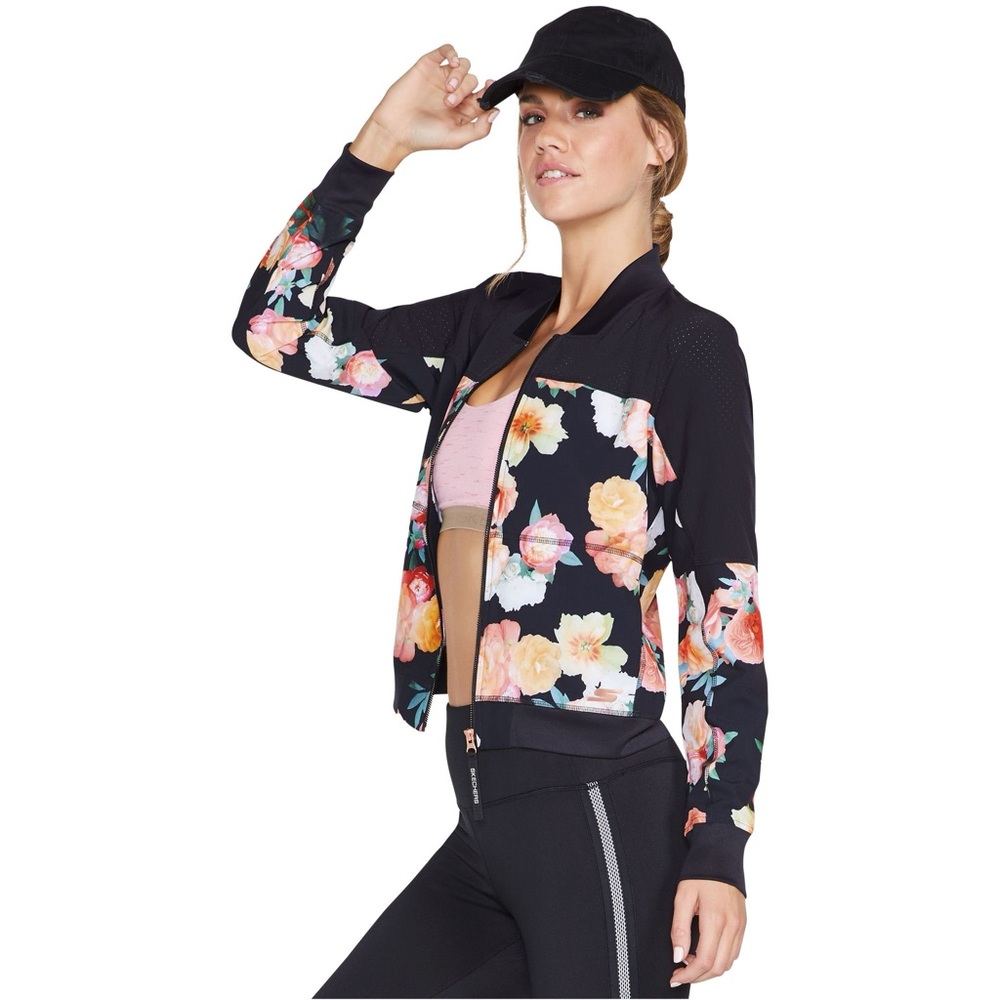 Skechers Skechweave Botanical Print Zip Up Bomber Jacket